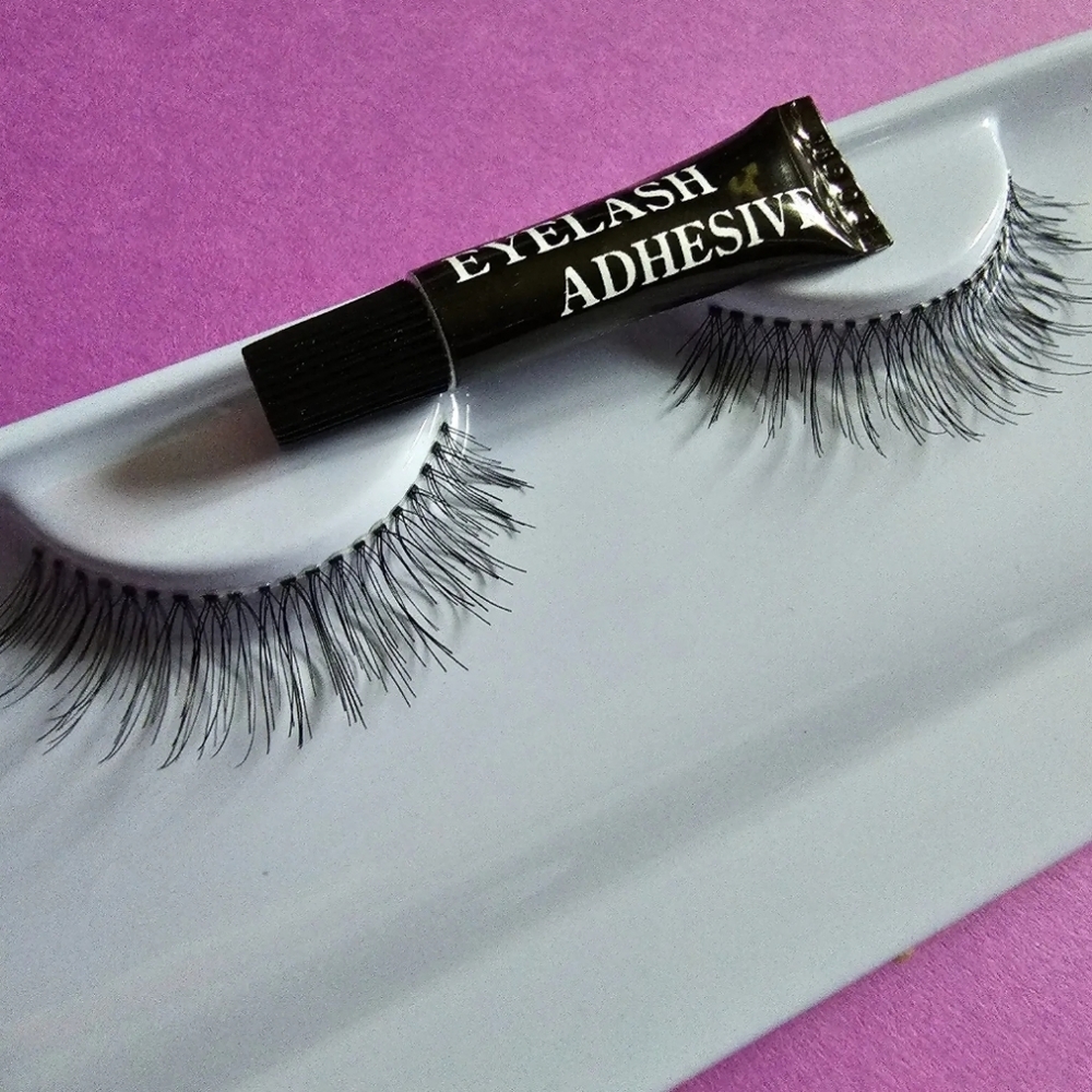 False eyelashes 10 pack of Cerise with adhesive. 100% Human Hair.
